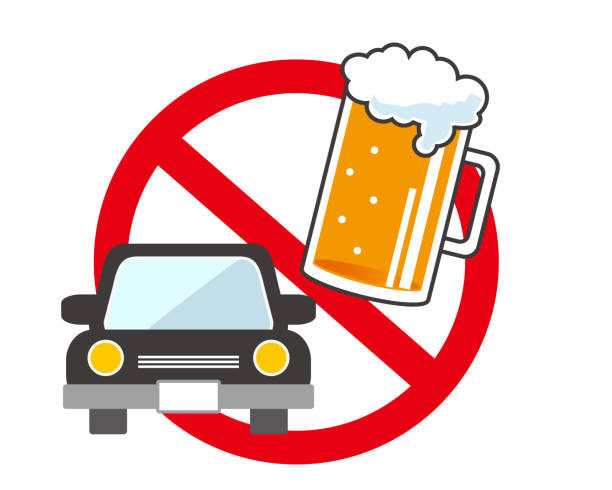 No Alcohol sign illustration.car icon. beer icon.