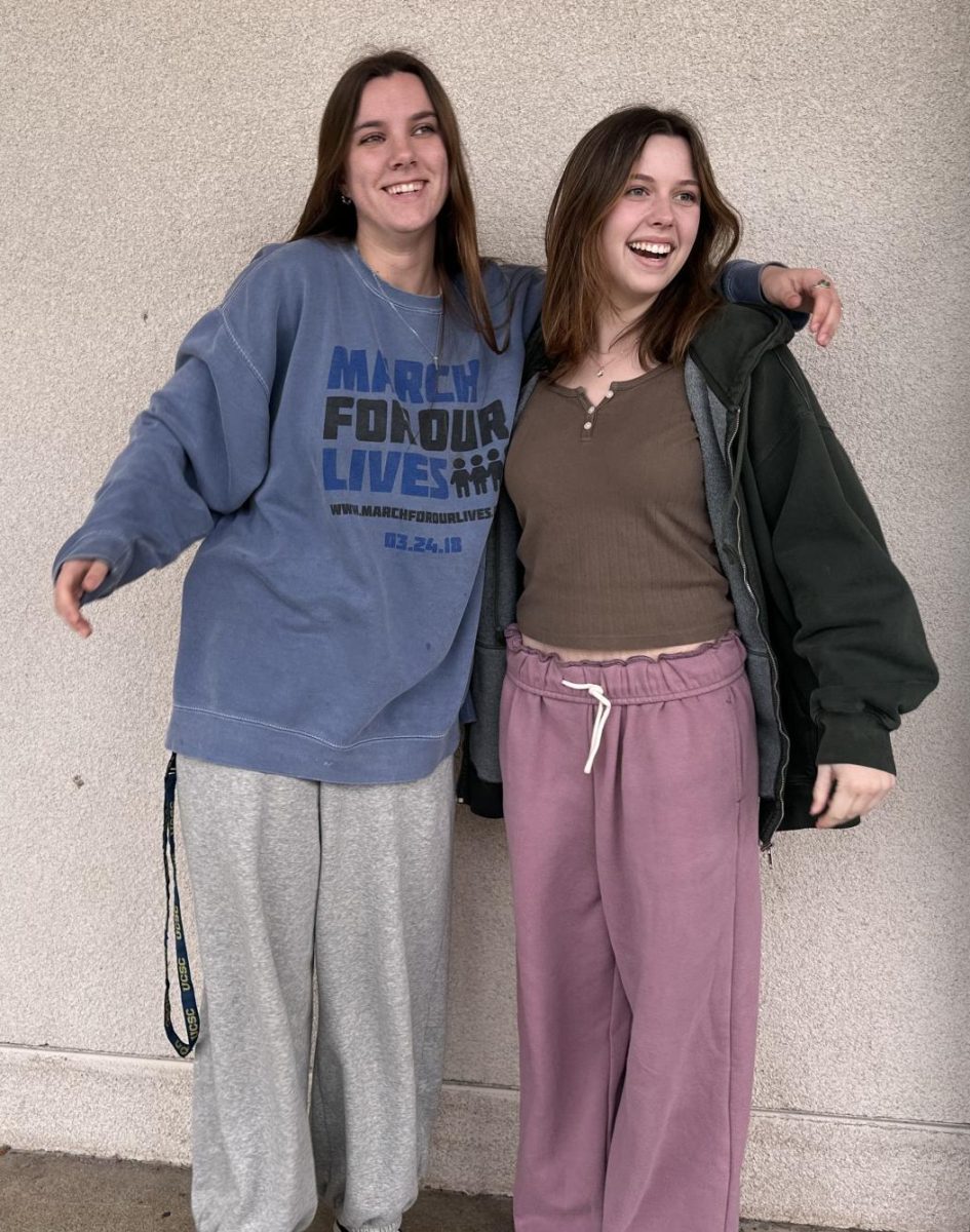 Genevieve Smith and Natalie Broderick in their comfy outfits for spirit week! 