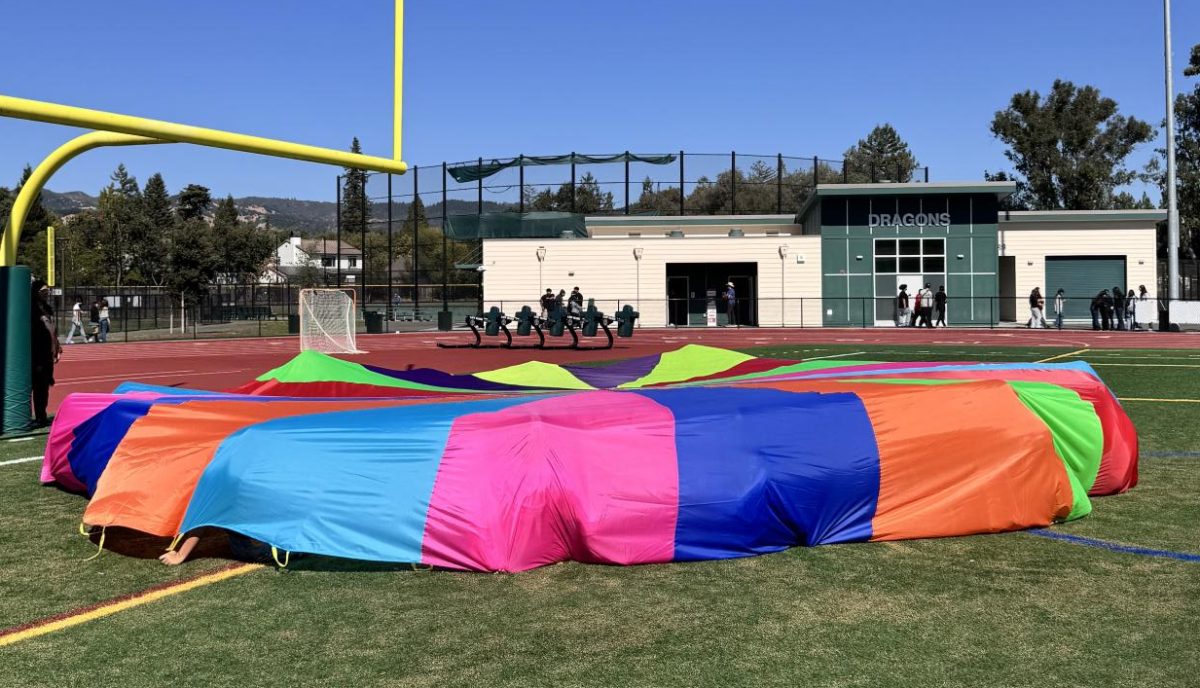 Students under the famous 'elementary tent'.