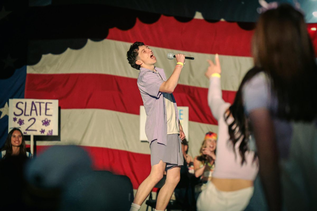 Blake Jurasek sings during Slate 2's lip sync performance